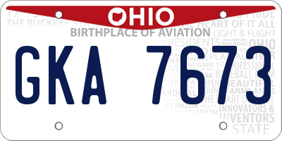 OH license plate GKA7673