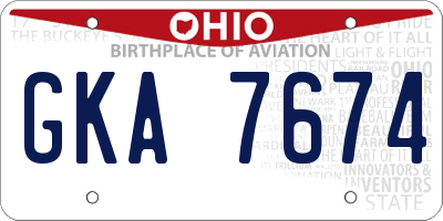 OH license plate GKA7674