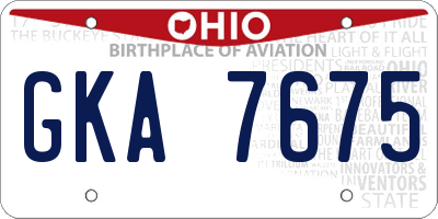 OH license plate GKA7675