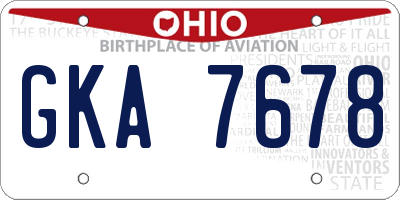 OH license plate GKA7678