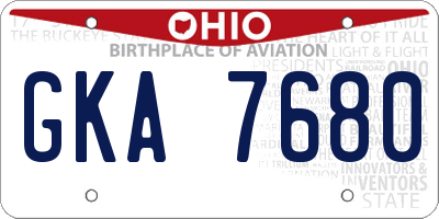 OH license plate GKA7680