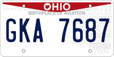 OH license plate GKA7687