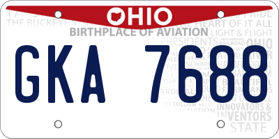 OH license plate GKA7688