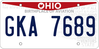 OH license plate GKA7689