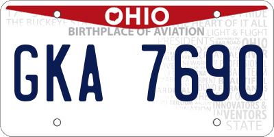 OH license plate GKA7690