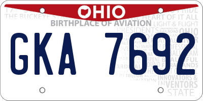 OH license plate GKA7692