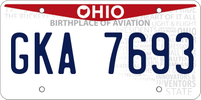 OH license plate GKA7693