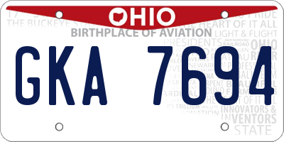 OH license plate GKA7694
