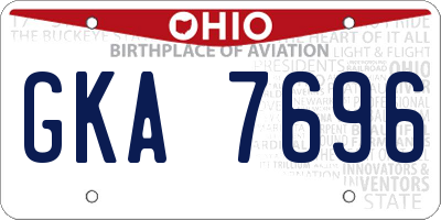 OH license plate GKA7696