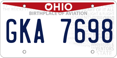 OH license plate GKA7698