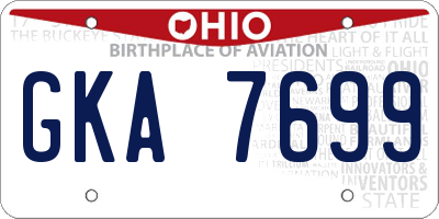 OH license plate GKA7699