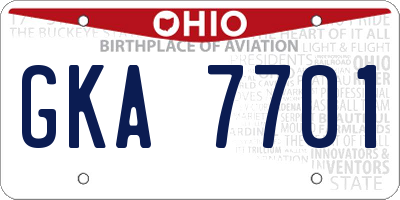 OH license plate GKA7701