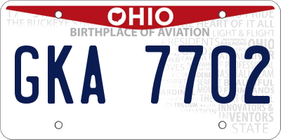 OH license plate GKA7702