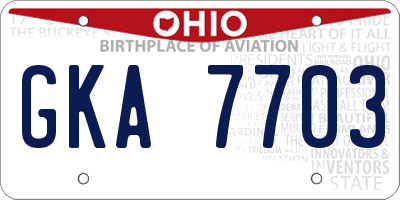 OH license plate GKA7703