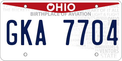 OH license plate GKA7704