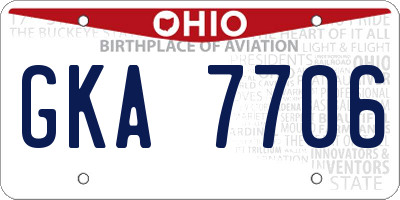 OH license plate GKA7706