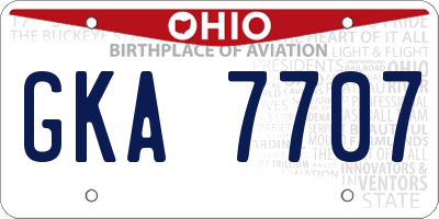 OH license plate GKA7707