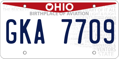 OH license plate GKA7709
