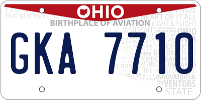 OH license plate GKA7710