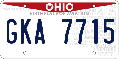 OH license plate GKA7715