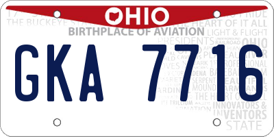 OH license plate GKA7716