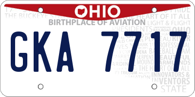 OH license plate GKA7717