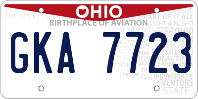 OH license plate GKA7723