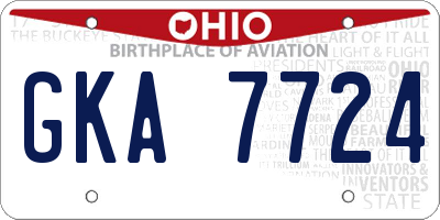 OH license plate GKA7724
