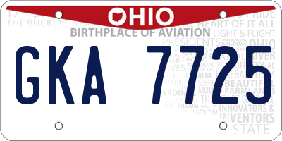 OH license plate GKA7725