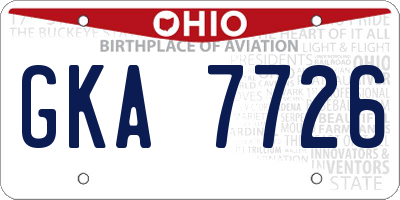 OH license plate GKA7726