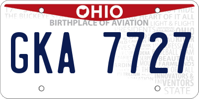 OH license plate GKA7727