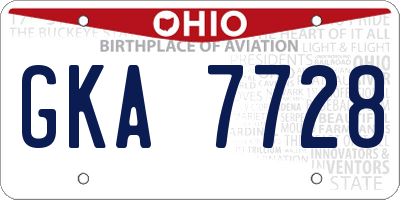 OH license plate GKA7728