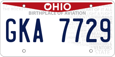 OH license plate GKA7729