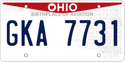 OH license plate GKA7731
