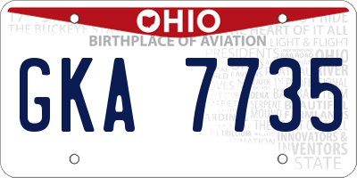 OH license plate GKA7735