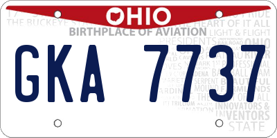 OH license plate GKA7737
