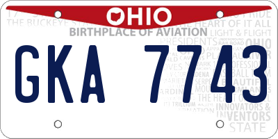OH license plate GKA7743
