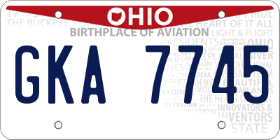 OH license plate GKA7745