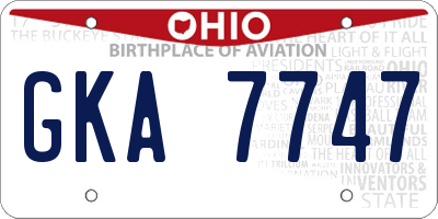OH license plate GKA7747