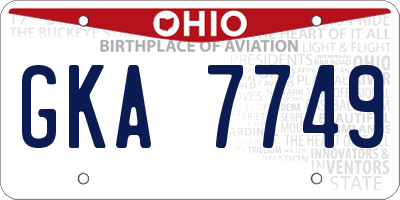 OH license plate GKA7749