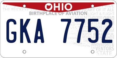 OH license plate GKA7752
