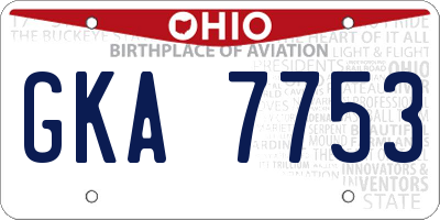 OH license plate GKA7753