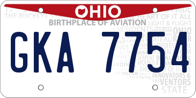 OH license plate GKA7754