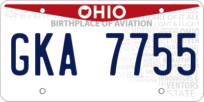 OH license plate GKA7755