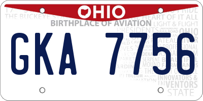 OH license plate GKA7756