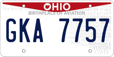 OH license plate GKA7757