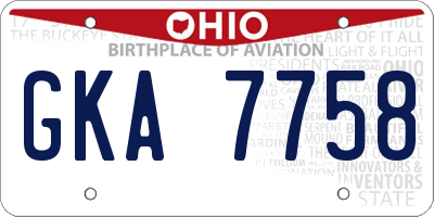 OH license plate GKA7758