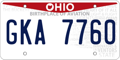 OH license plate GKA7760