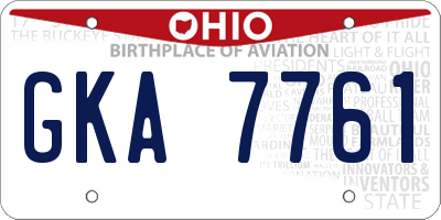 OH license plate GKA7761