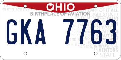 OH license plate GKA7763